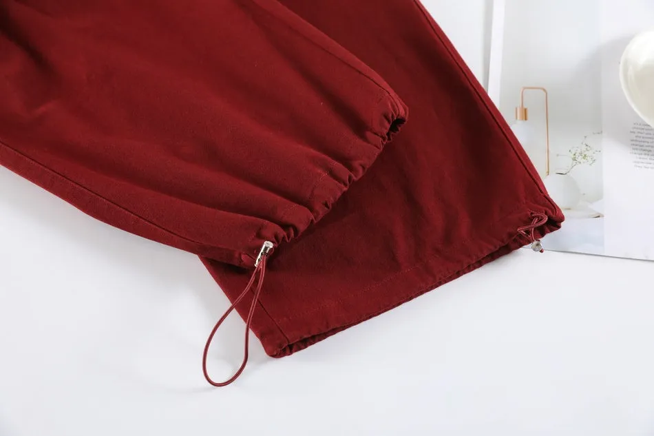 Flattering Solid Color Washed Cotton Cargo Pants for Women