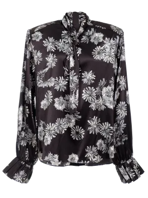 Floral Print Pussy Bow Blouse