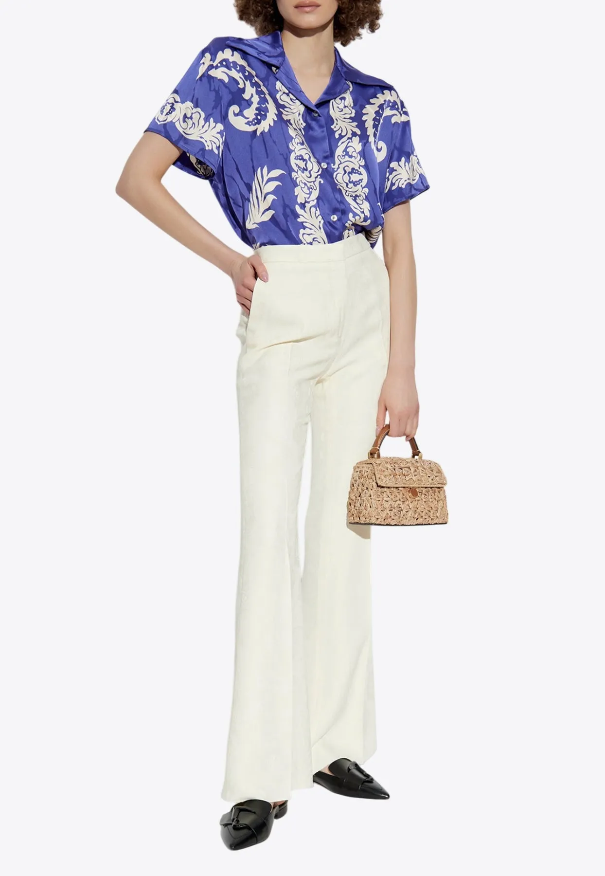 Floral Print Satin Shirt