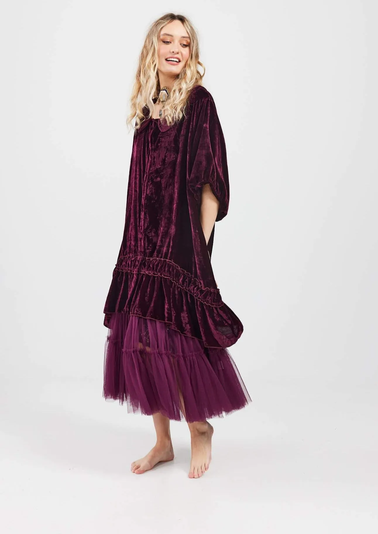 Florentine Velvet  Coatdress. Bordeaux