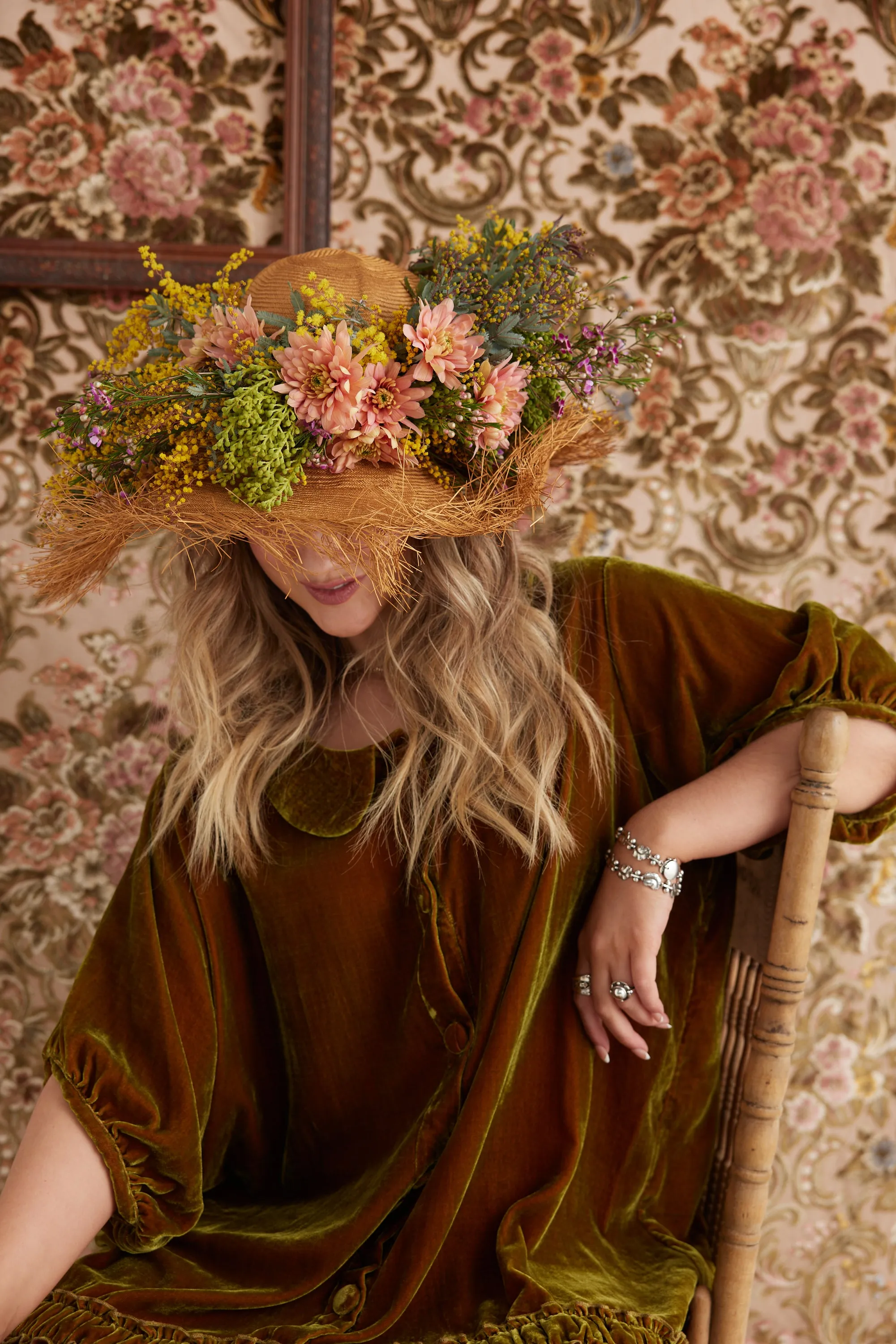 Florentine Velvet Coatdress. Russet Gold.