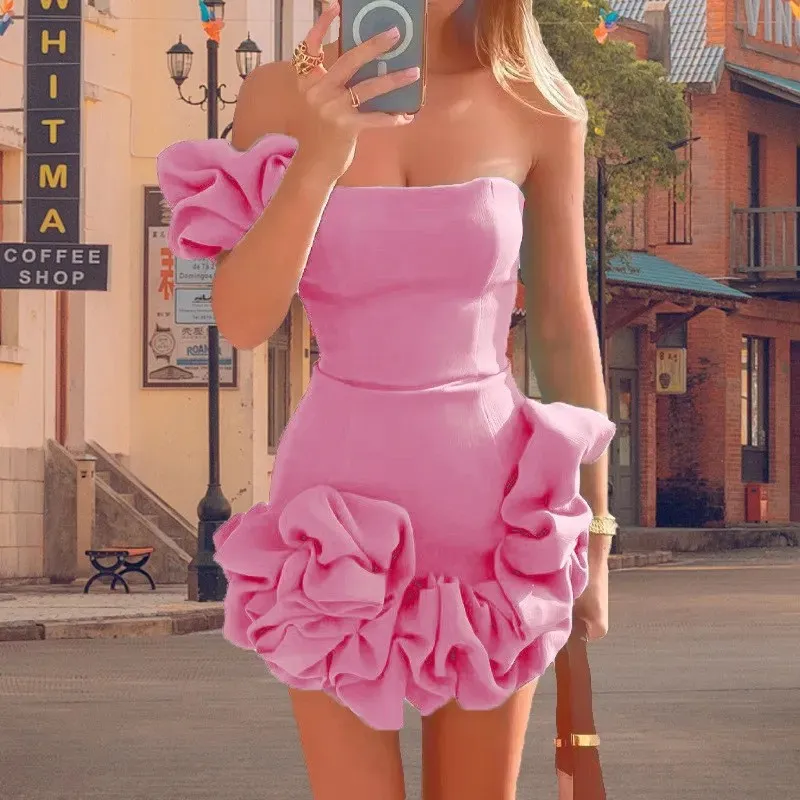 Flower Bud Waist Cinching Dress