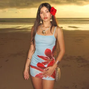 Flower Placement Print Slip Dress