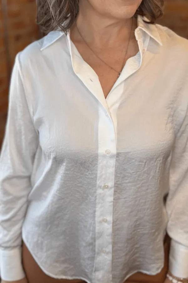Flowy Satin Long Sleeve Blouse