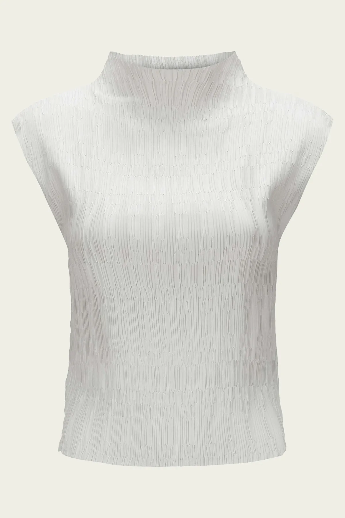 Foxe Pleated Satin Top in Off White
