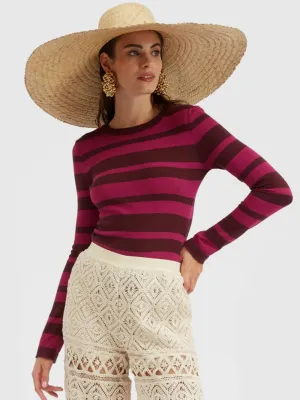 Fuchsia Cotton Cashmere Crew Top