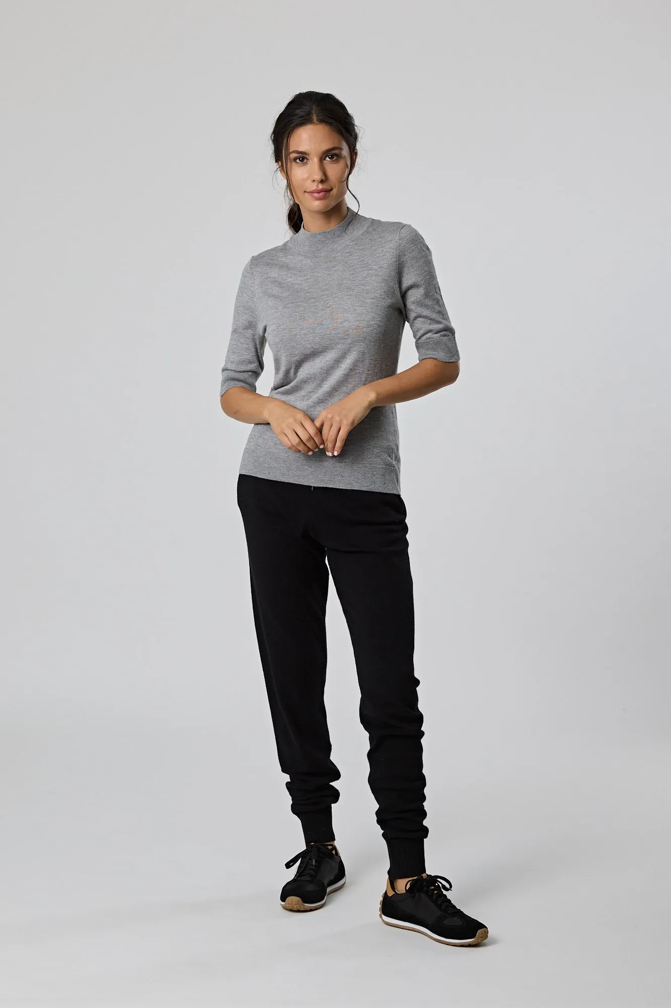 Funnel Neck S/S Tee - Grey Marle