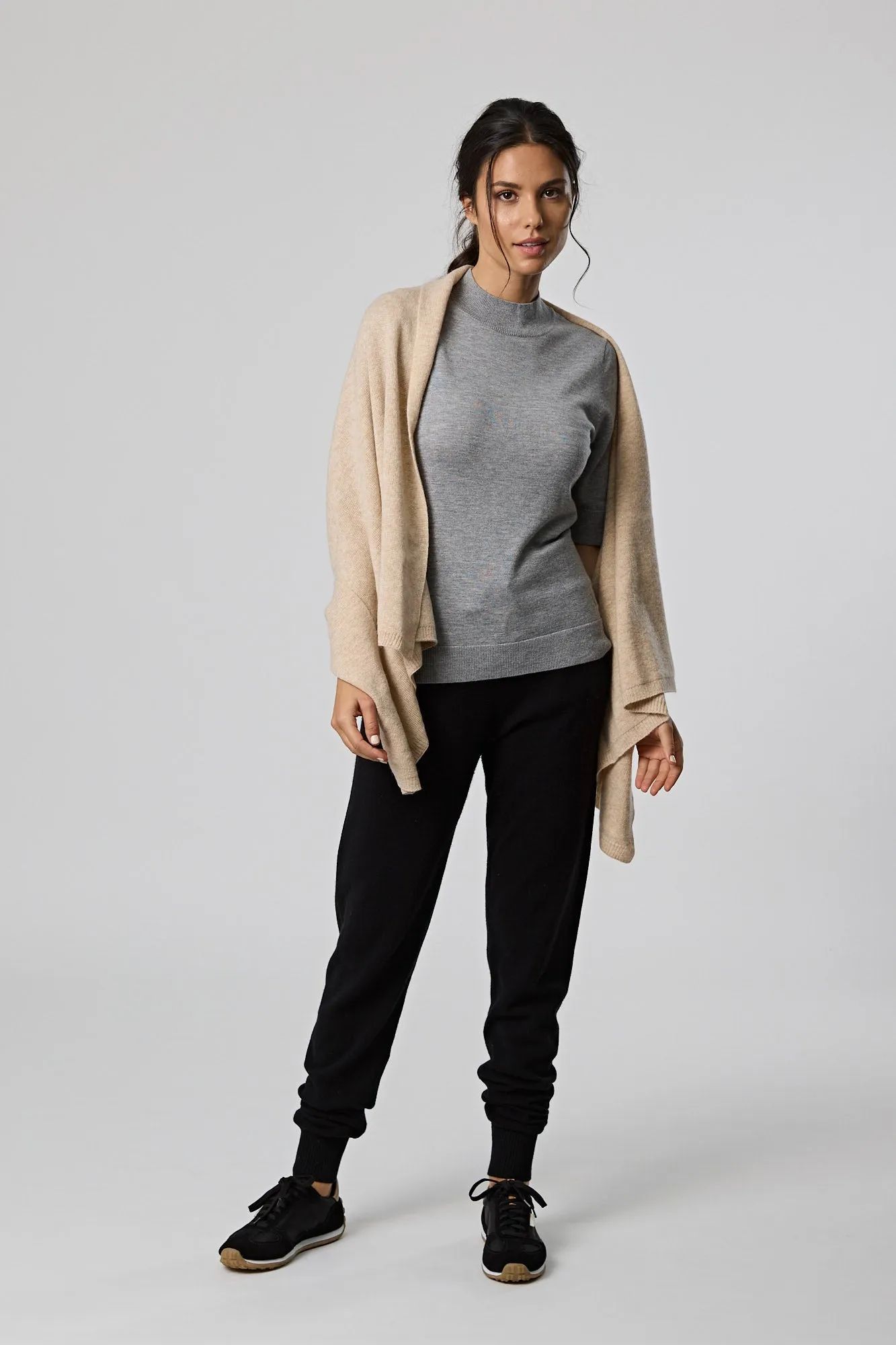 Funnel Neck S/S Tee - Grey Marle