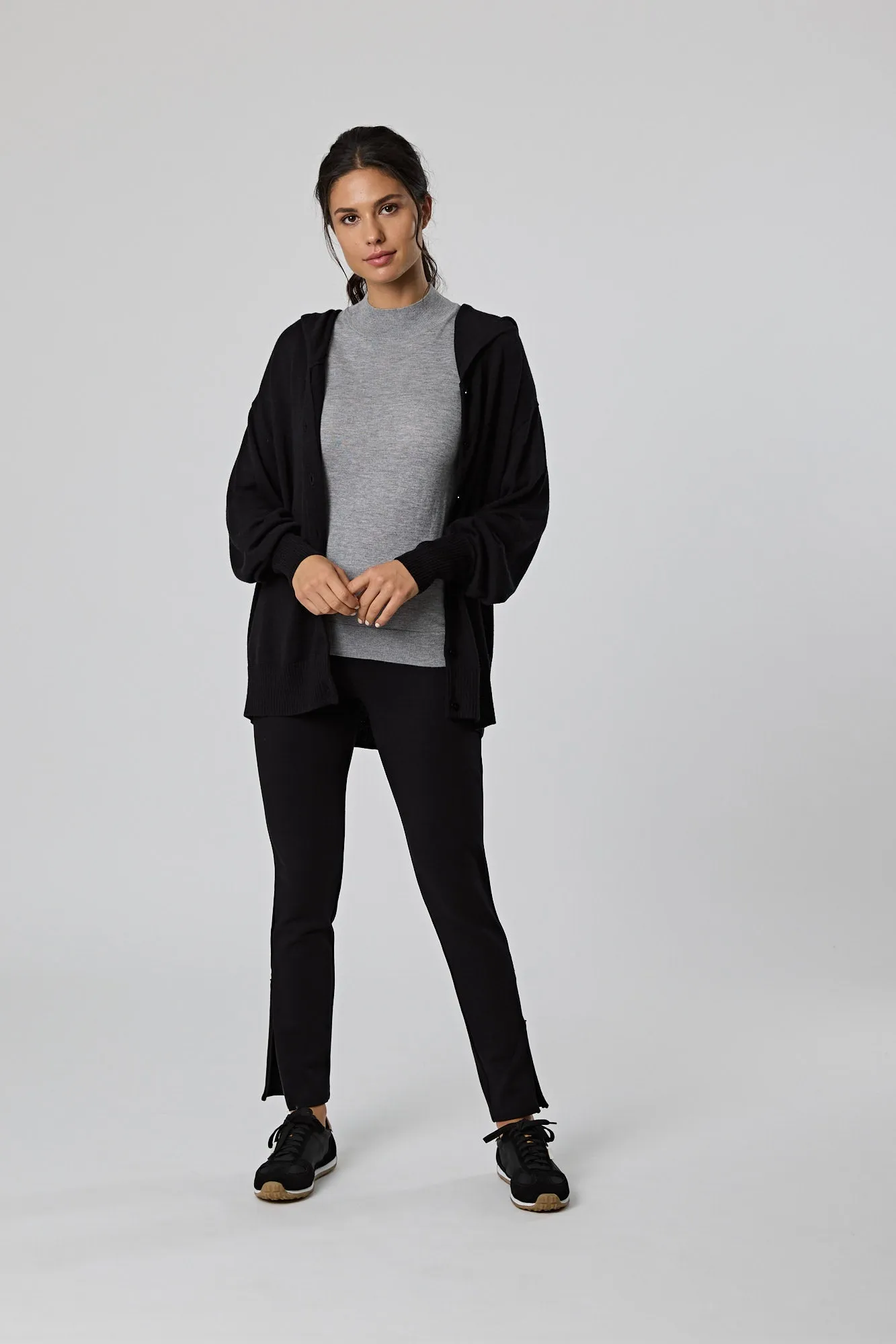 Funnel Neck S/S Tee - Grey Marle