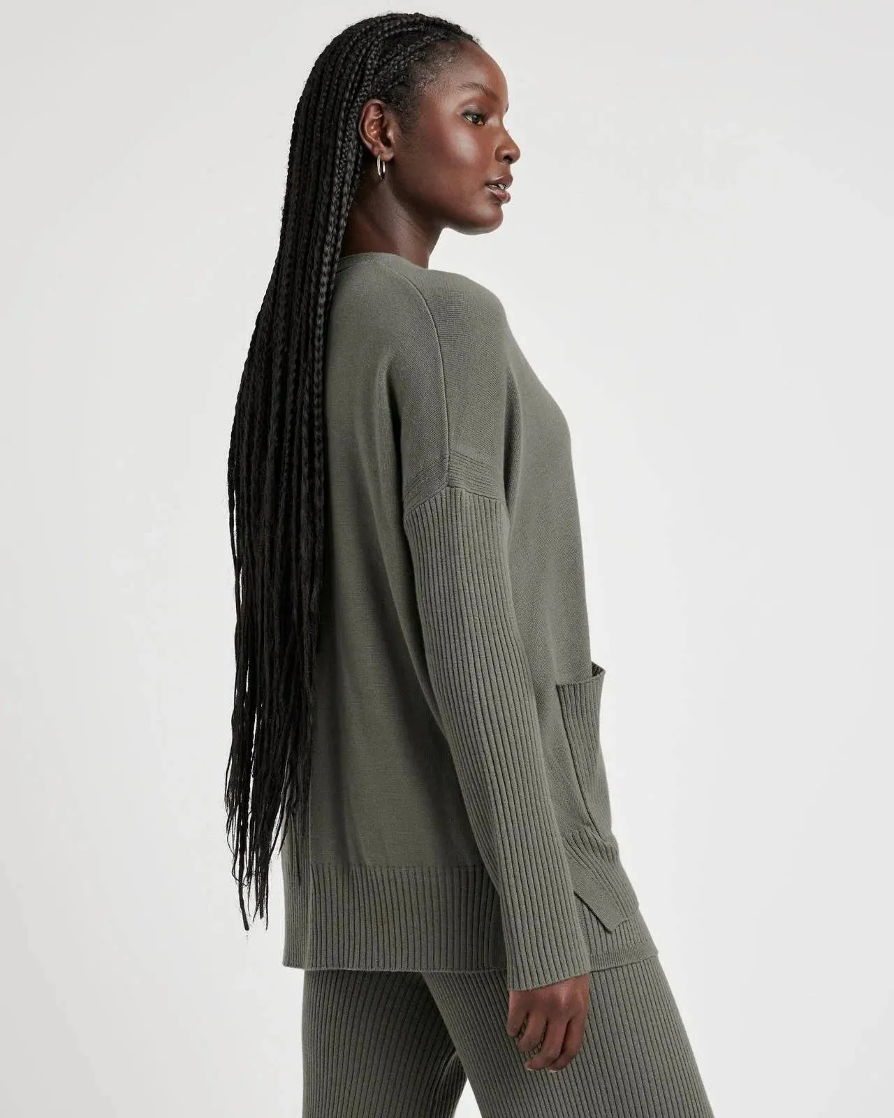 Georgie Tunic Cardigan by Splendid | Soft Vintage Olive Branch