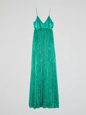 Green Printed Empire Dress
