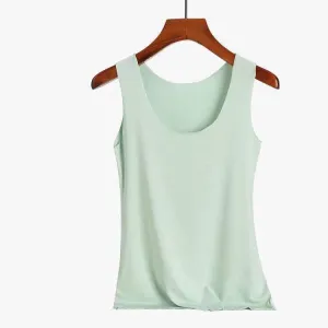 Green satin sleeveless top