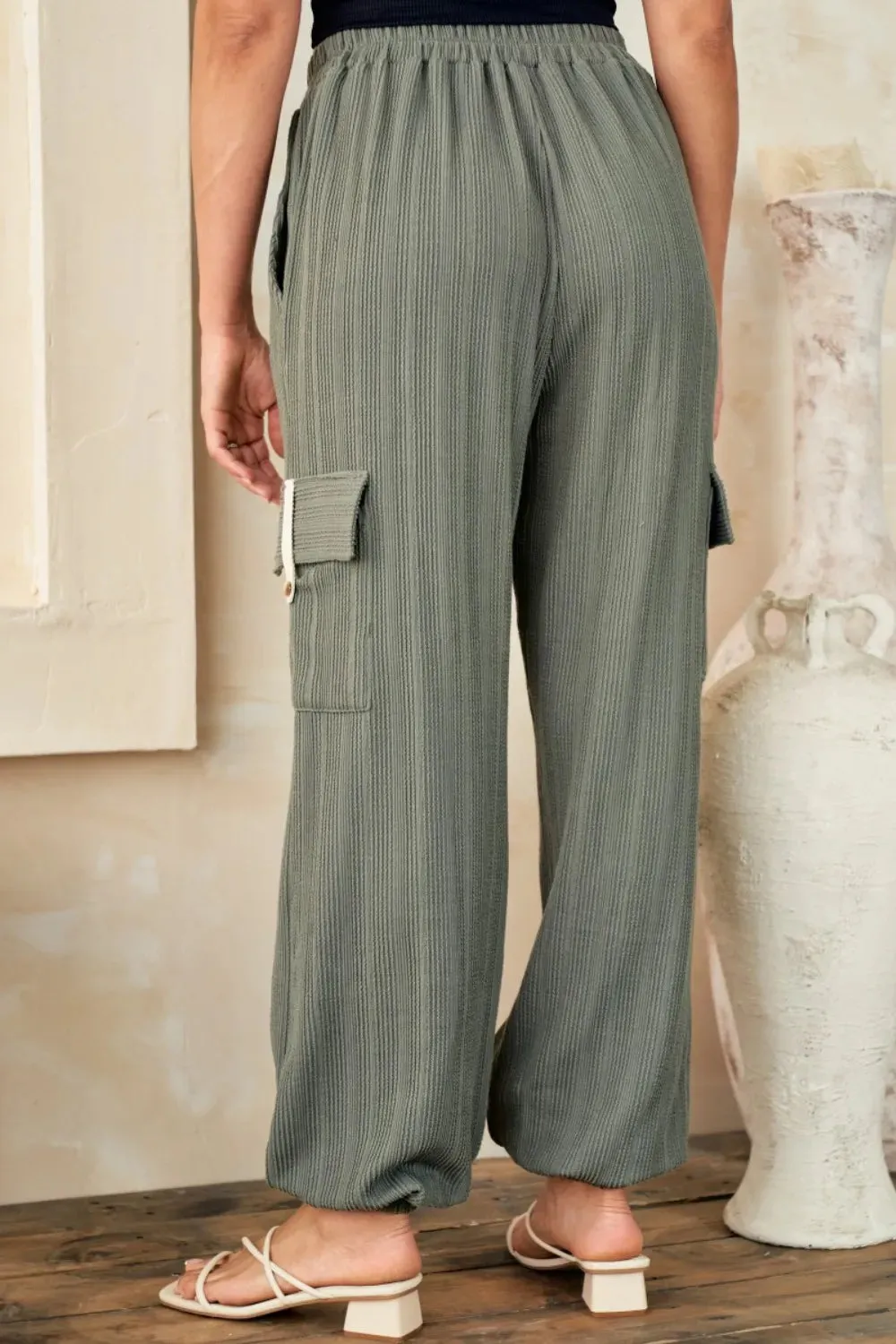 Hailey & Co Textured Rib Cargo Pants for Stylish Comfort