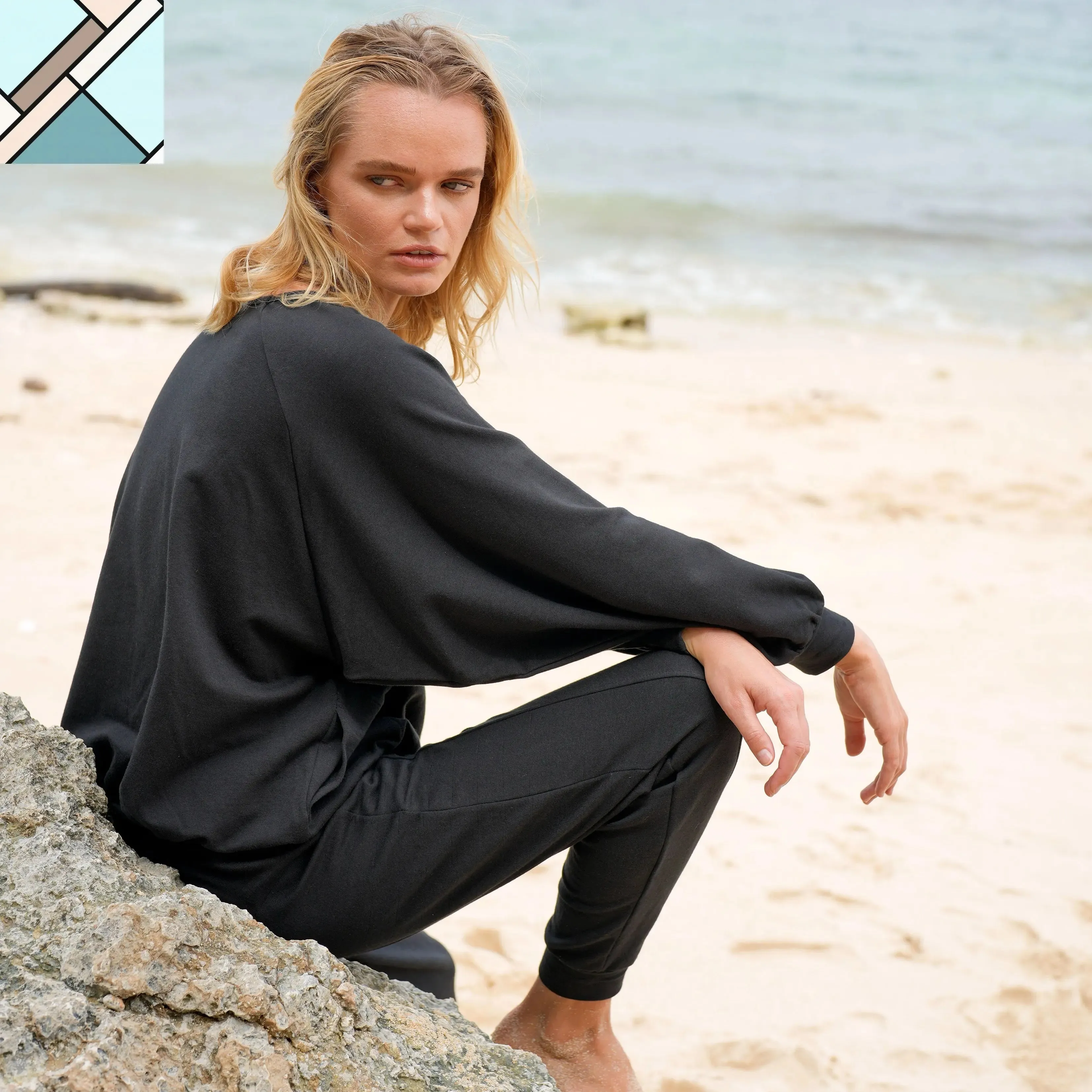 Haley Bamboo Fleece Sweaters, in Black by BrunnaCo