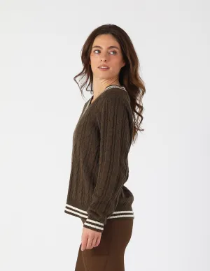 Hanalei Cable Knit Sweater: Chocolate/Oatmilk