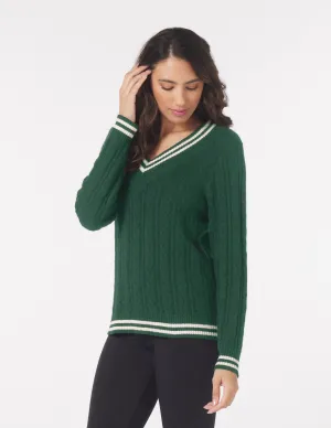 Hanalei Cable Knit Sweater: Forest/Oatmilk