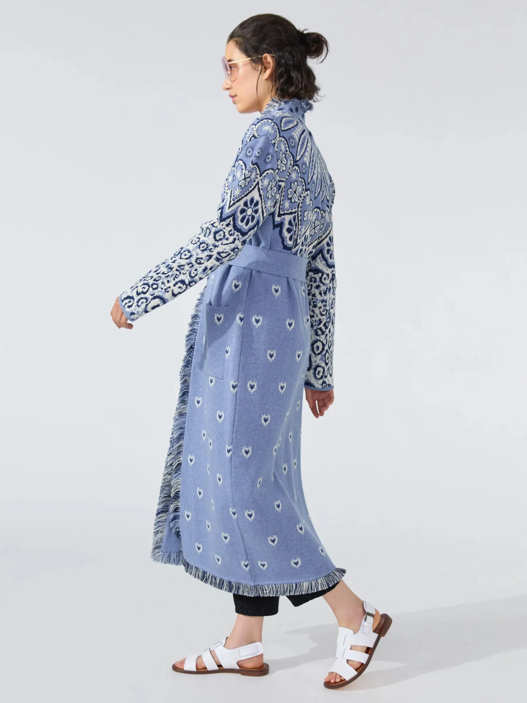 Hayley Menzies Blue Dalton Cotton Jacquard Duster Cardigan