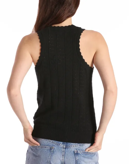 Heart Pointelle Scalloped Tank