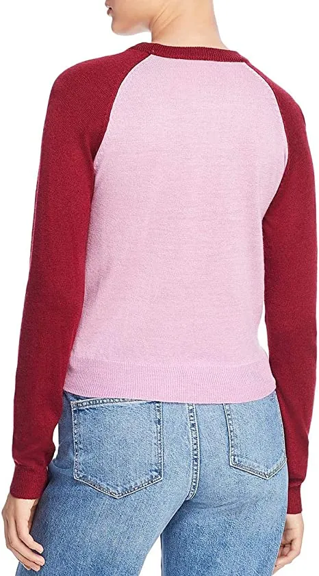 Heartloom Charlie Women's Colorblock Baseball Sweater Purple Size M