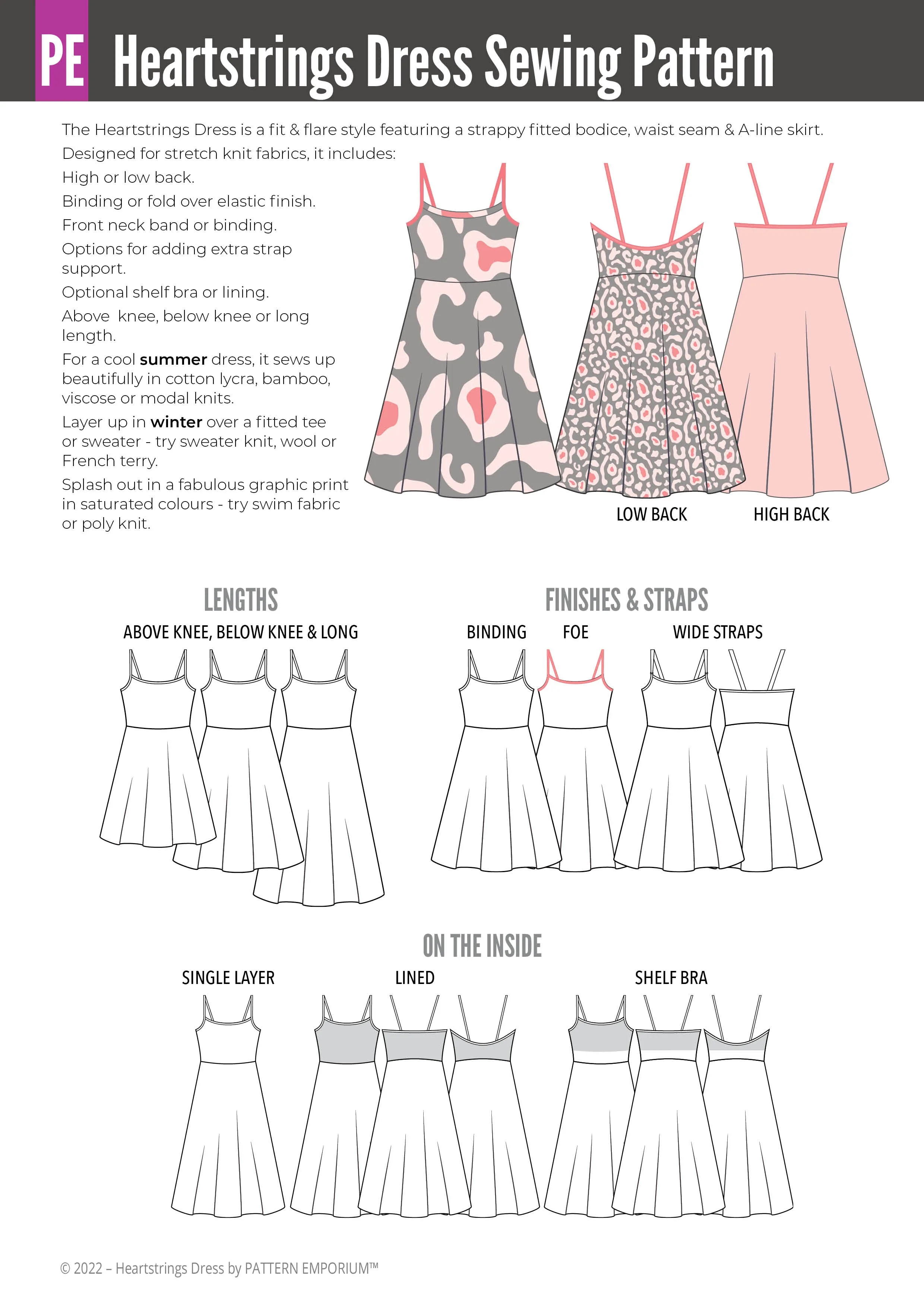 Heartstrings | Strappy Dress with Shelf Bra Sewing Pattern