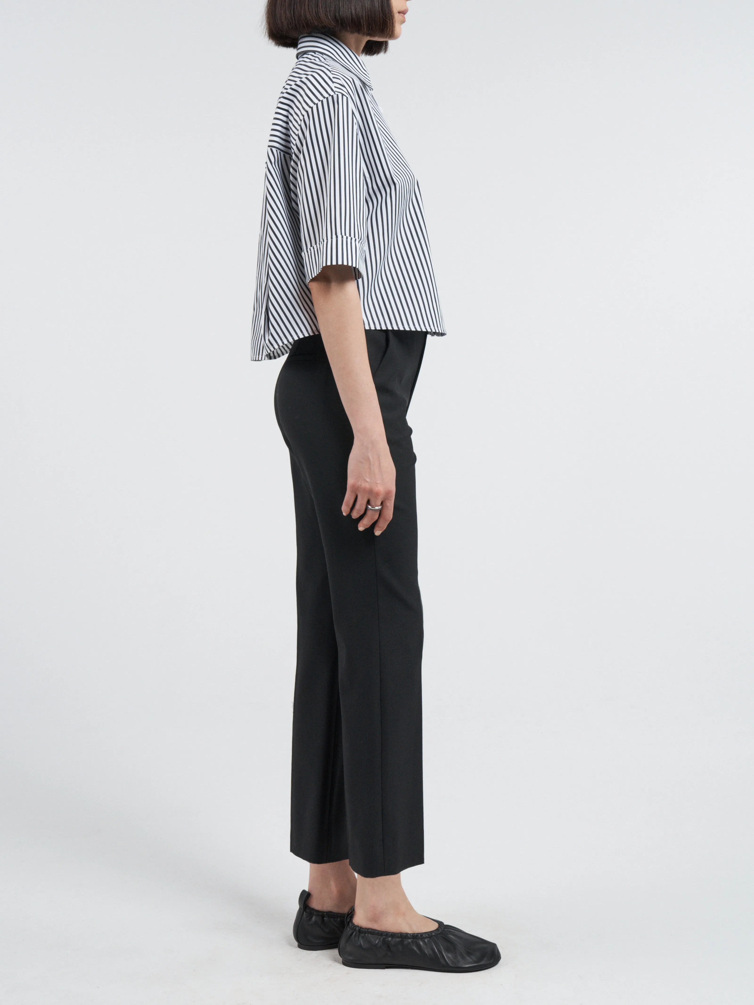 High Waisted Crop Trouser in Black
