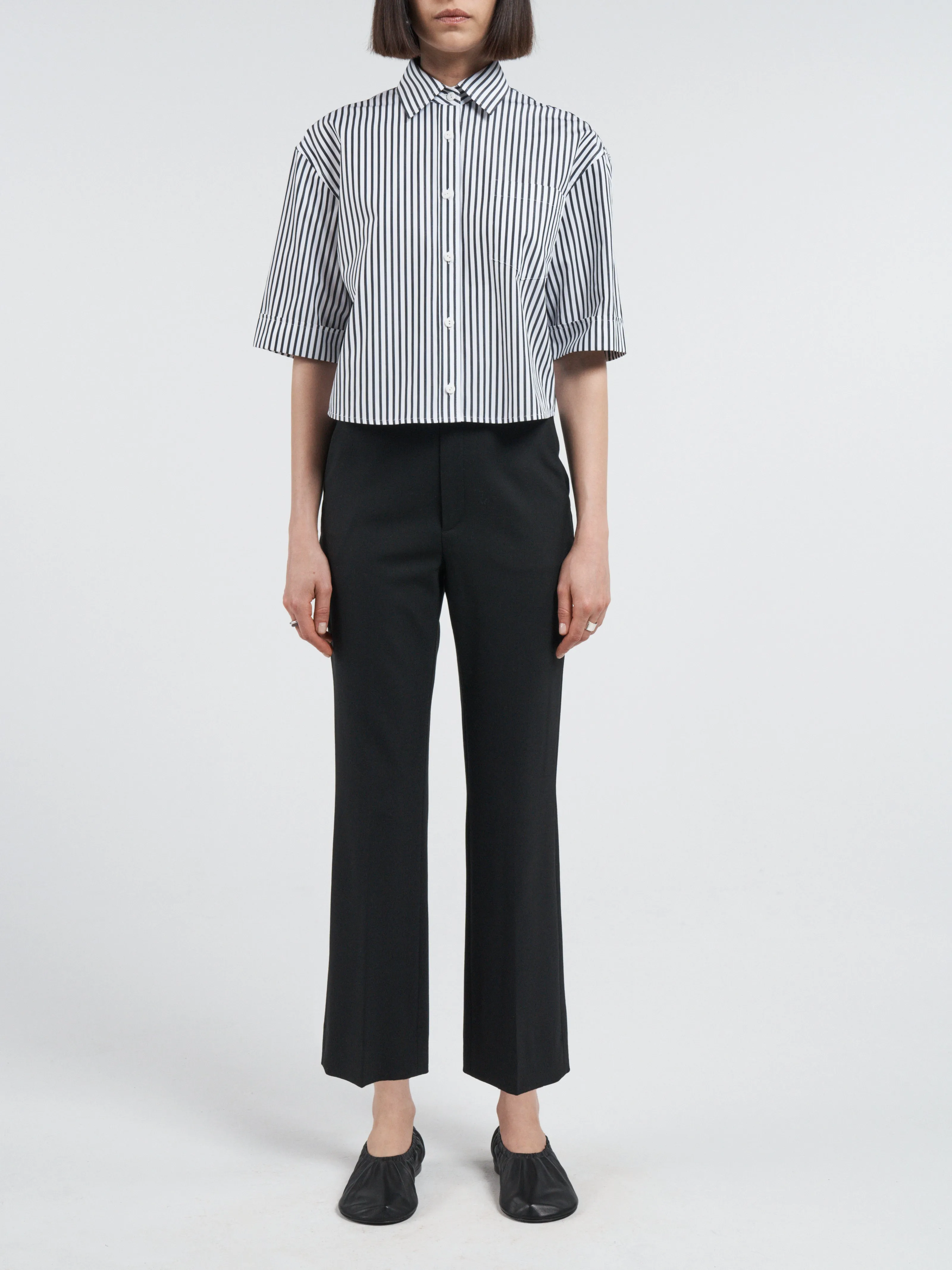 High Waisted Crop Trouser in Black