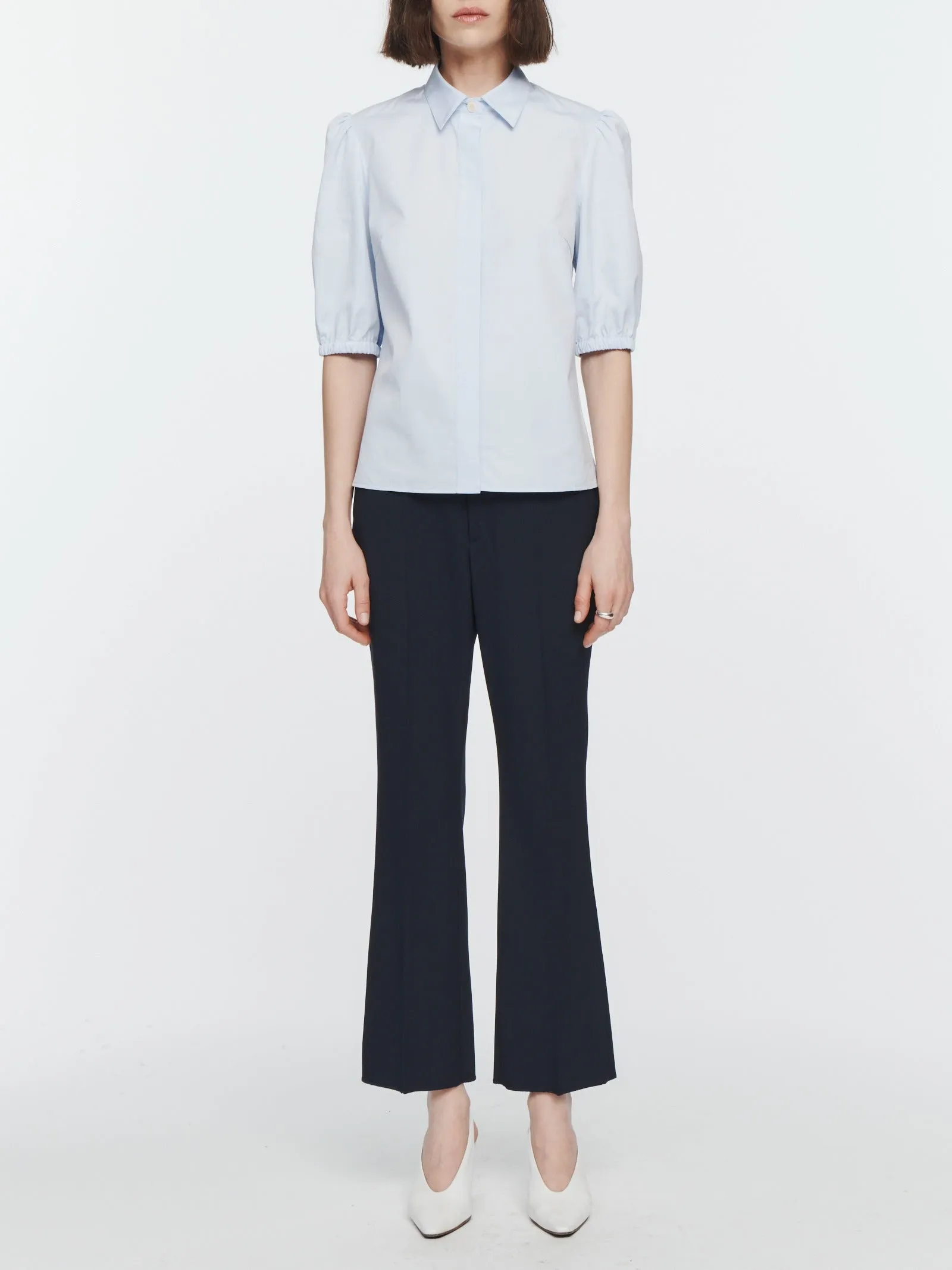 High Waisted Crop Trouser in Midnight Navy