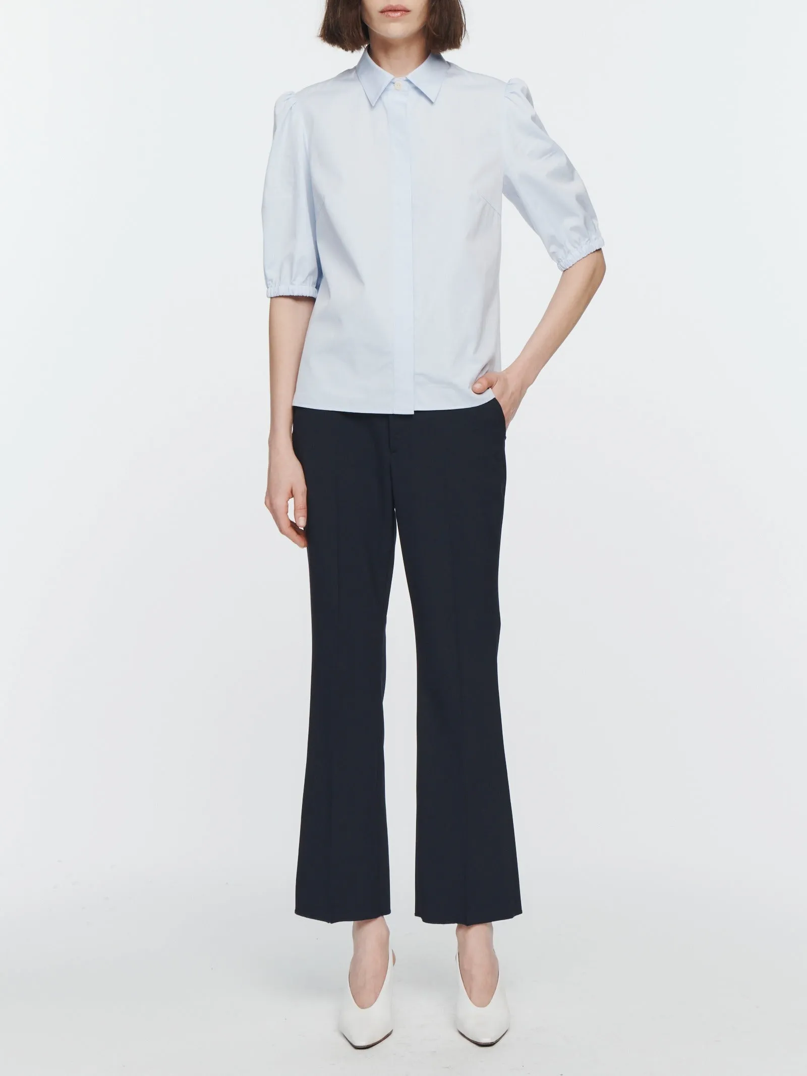 High Waisted Crop Trouser in Midnight Navy