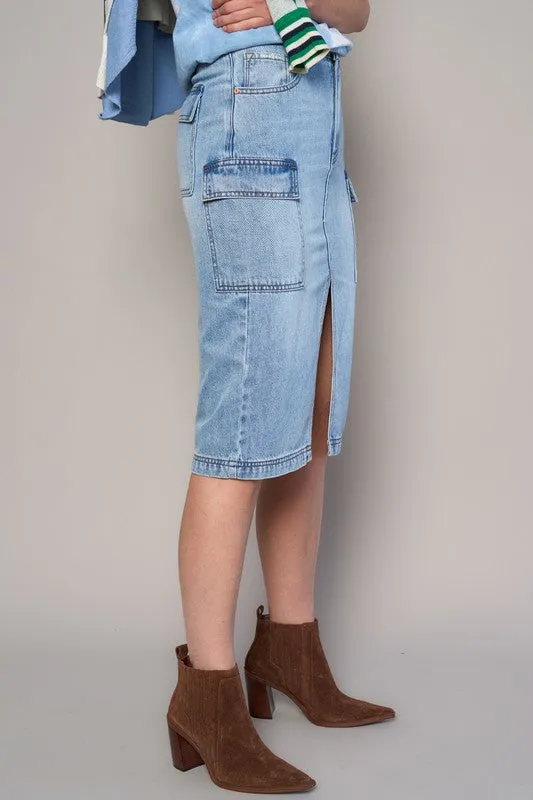 Insane Gene HIGH RISE FRONT SLIT CARGO SKIRT