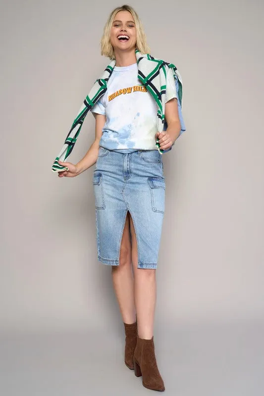 Insane Gene HIGH RISE FRONT SLIT CARGO SKIRT
