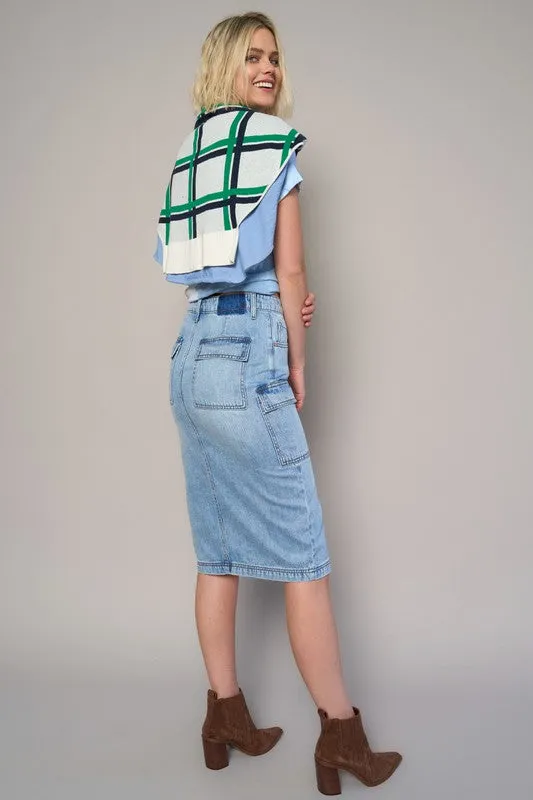 Insane Gene HIGH RISE FRONT SLIT CARGO SKIRT