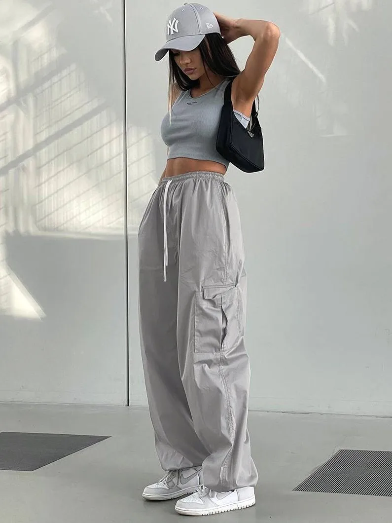 JazzHer Vintage Oversized Parachute Cargo Pants