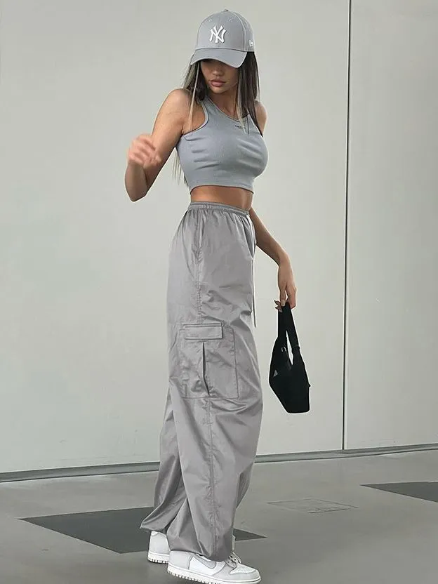 JazzHer Vintage Oversized Parachute Cargo Pants