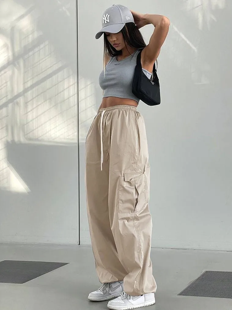 JazzHer Vintage Oversized Parachute Cargo Pants