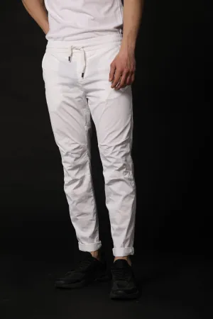 John men's chino pants  in cotton and nylon logo edition carrot fit ①