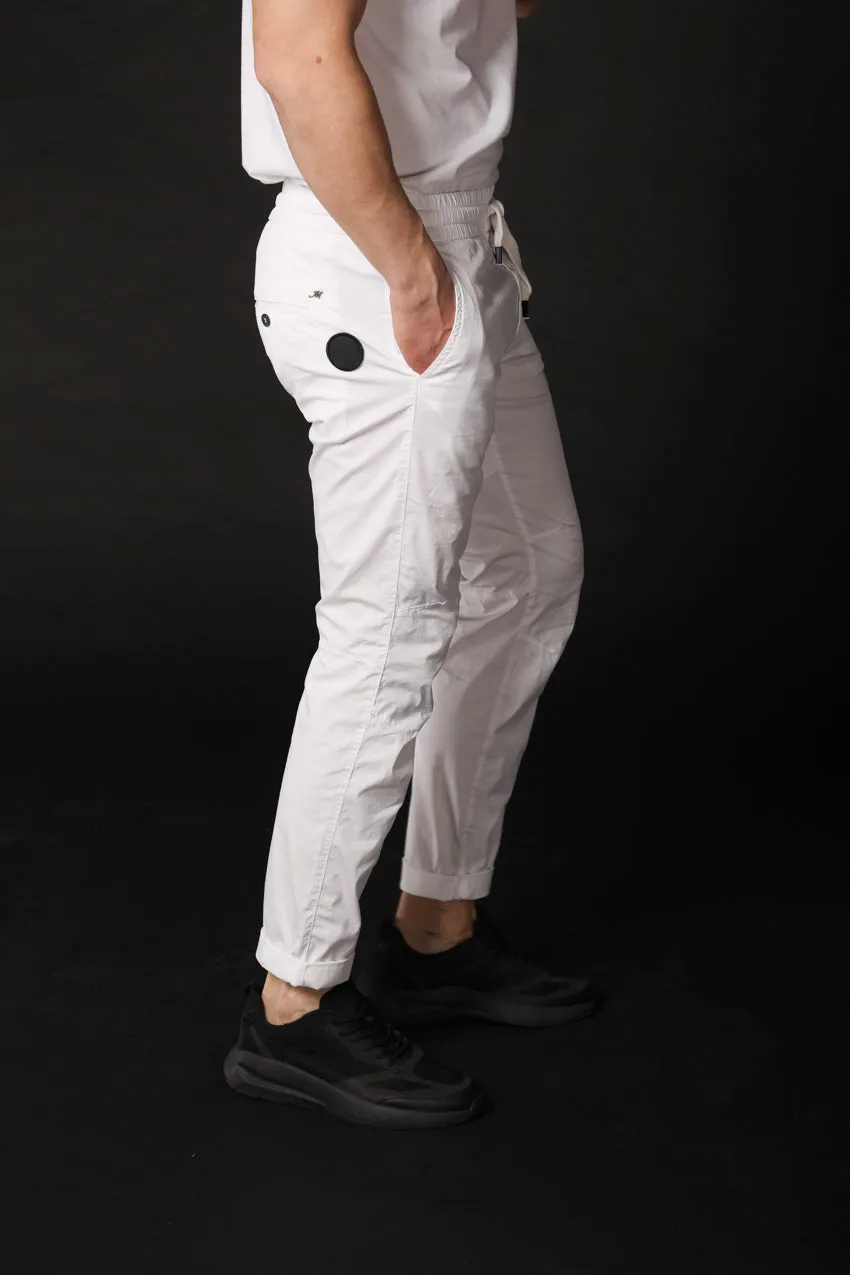 John men's chino pants  in cotton and nylon logo edition carrot fit ①