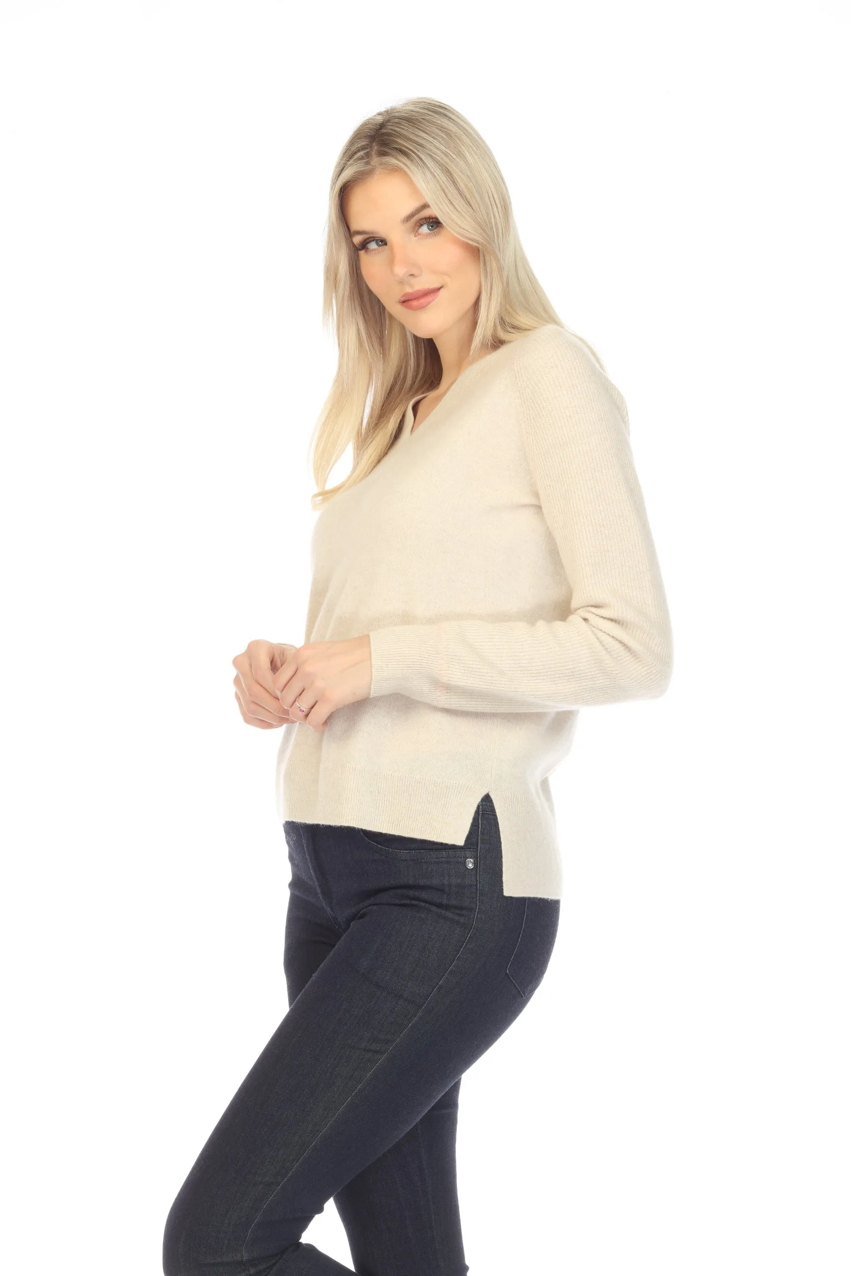 Johnny Was Casey Cashmere Whipstitch Pullover Sweater Top Boho Chic M60622