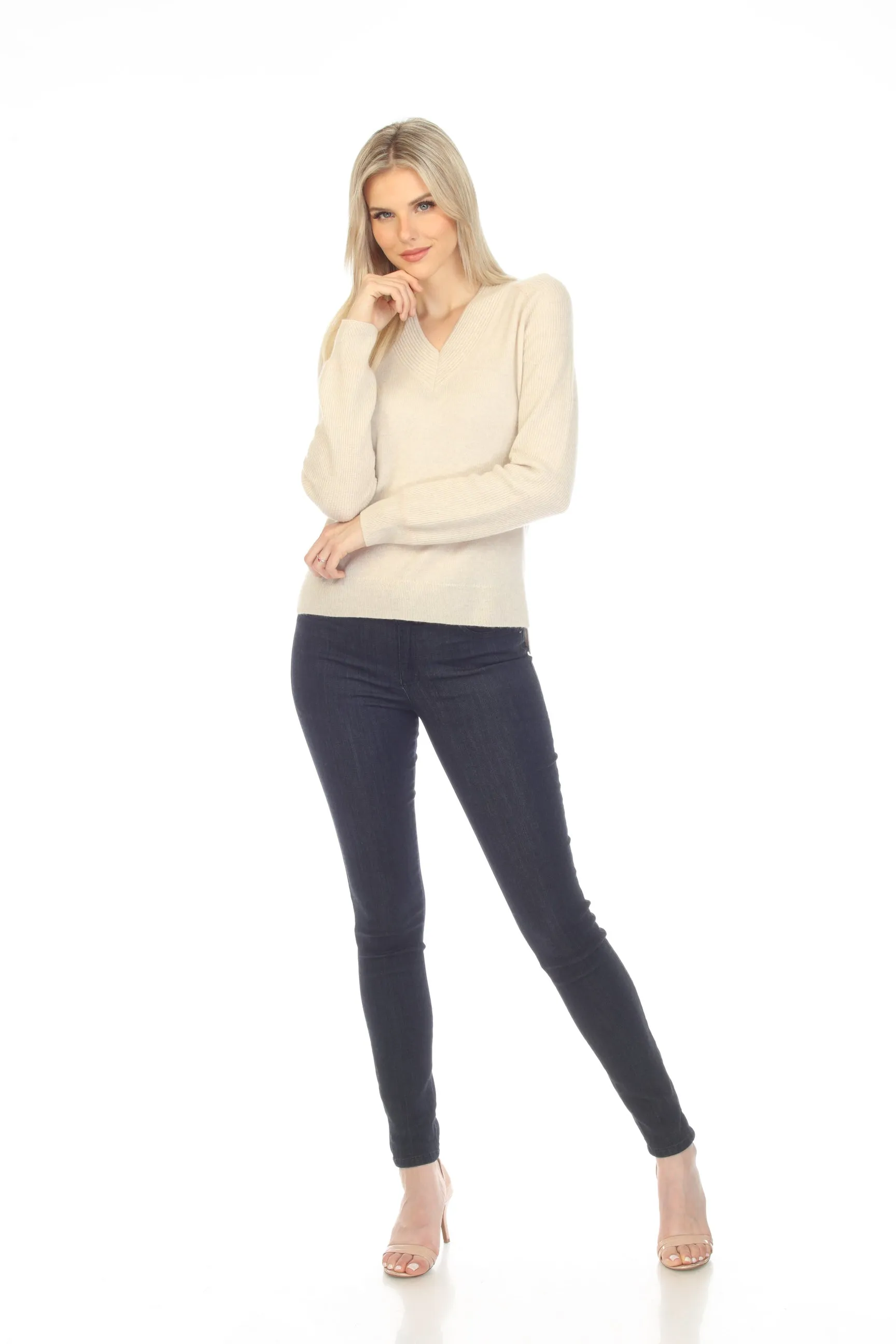 Johnny Was Casey Cashmere Whipstitch Pullover Sweater Top Boho Chic M60622