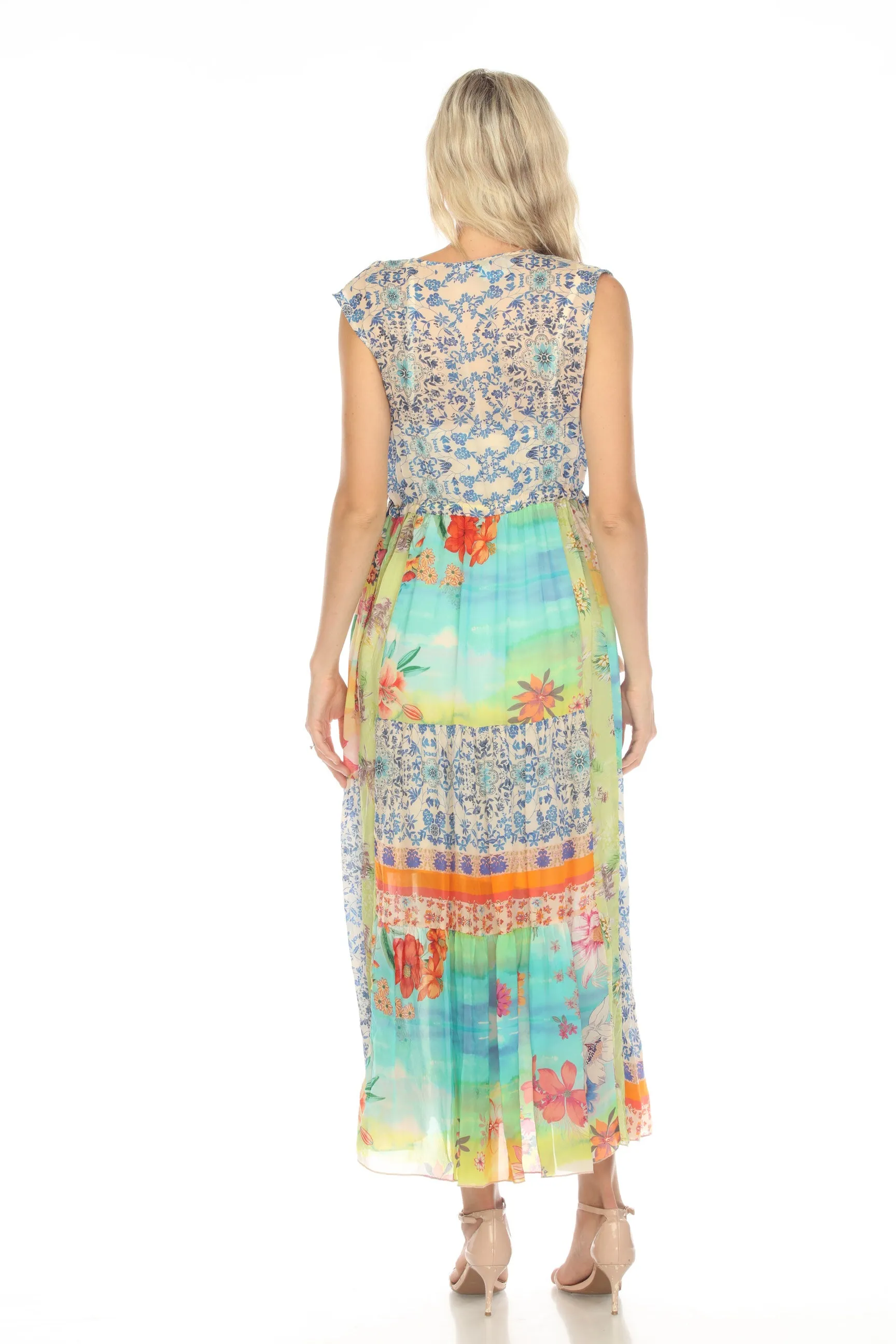 Johnny Was Lylarae Natania Patchwork Maxi Slip Dress Boho Chic C37323B4