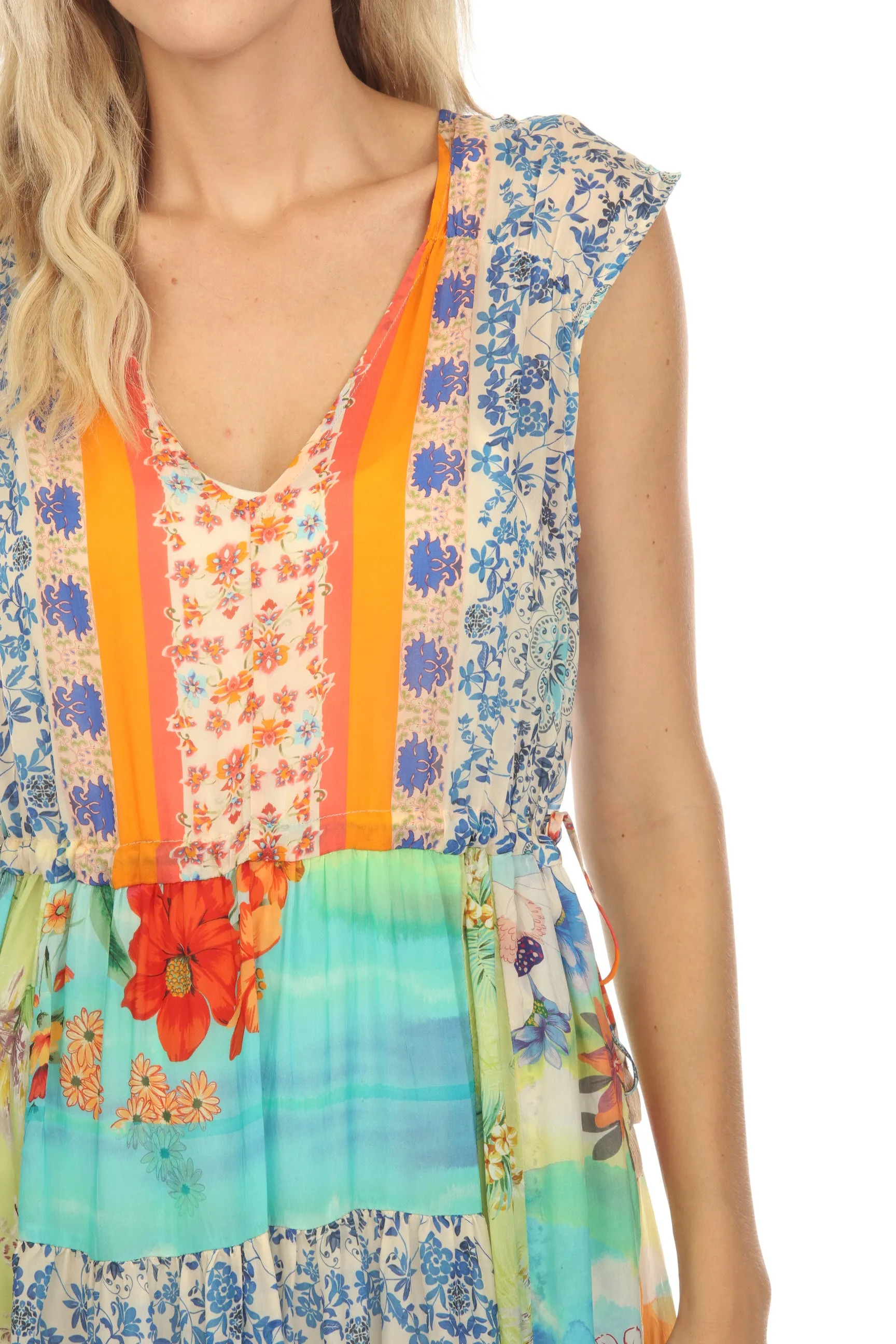 Johnny Was Lylarae Natania Patchwork Maxi Slip Dress Boho Chic C37323B4