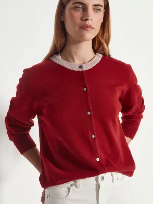 Juliette Hogan Contrast Twin Cardi Cashmere - Macaroon