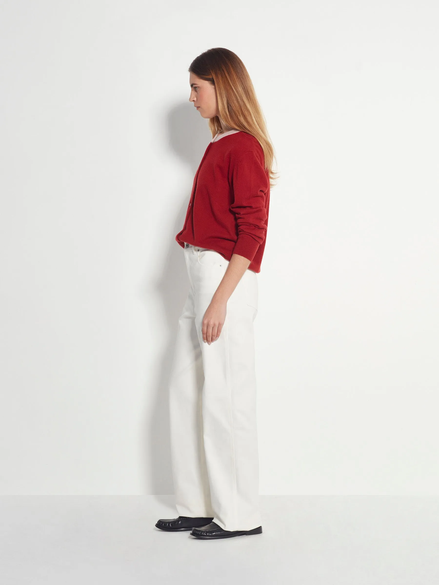 Juliette Hogan Contrast Twin Cardi Cashmere - Macaroon