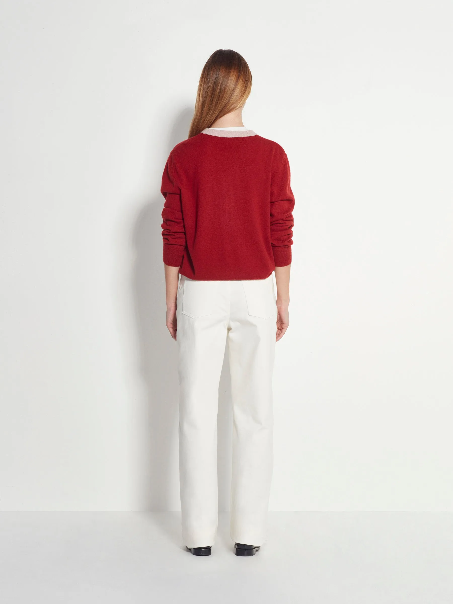 Juliette Hogan Contrast Twin Cardi Cashmere - Macaroon