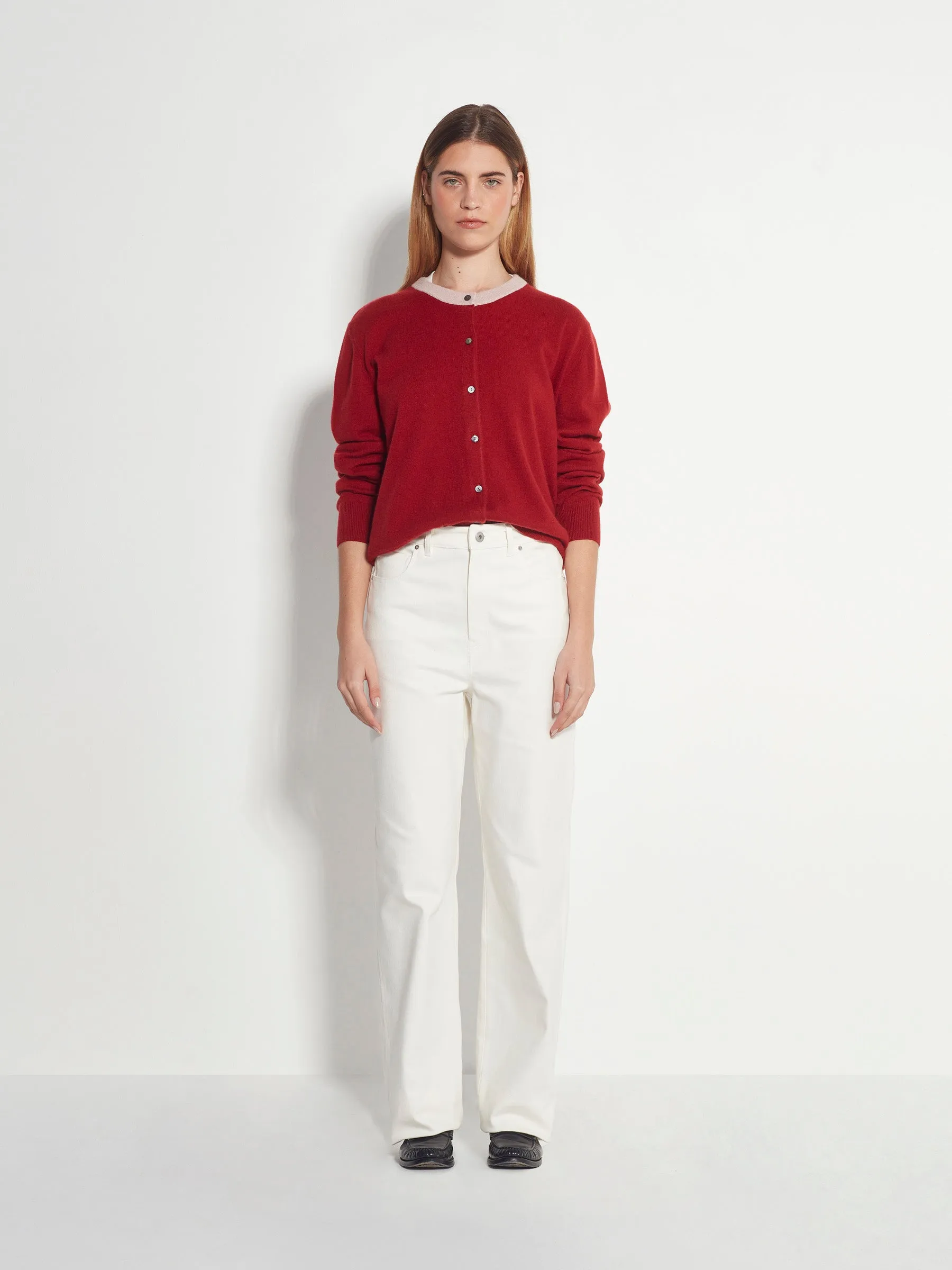 Juliette Hogan Contrast Twin Cardi Cashmere - Macaroon