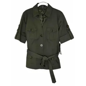 Kenneth Cole Reaction Olive Green Short Sleeve Cargo Button Vest Size 6 New