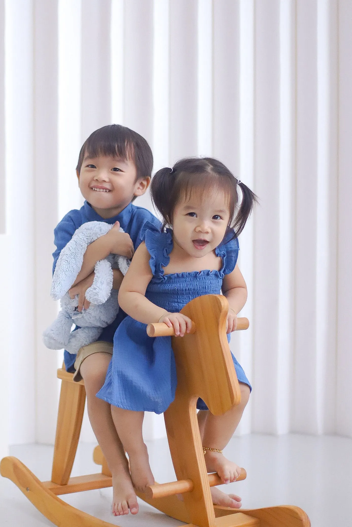 *KIDS* Bliss Ruffle Strap Smock Dress In Cobalt Blue