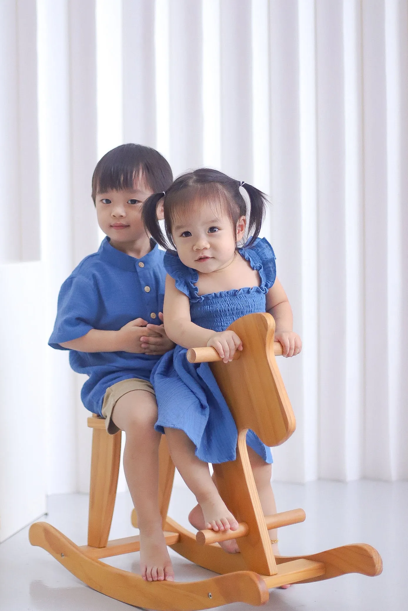 *KIDS* Bliss Ruffle Strap Smock Dress In Cobalt Blue