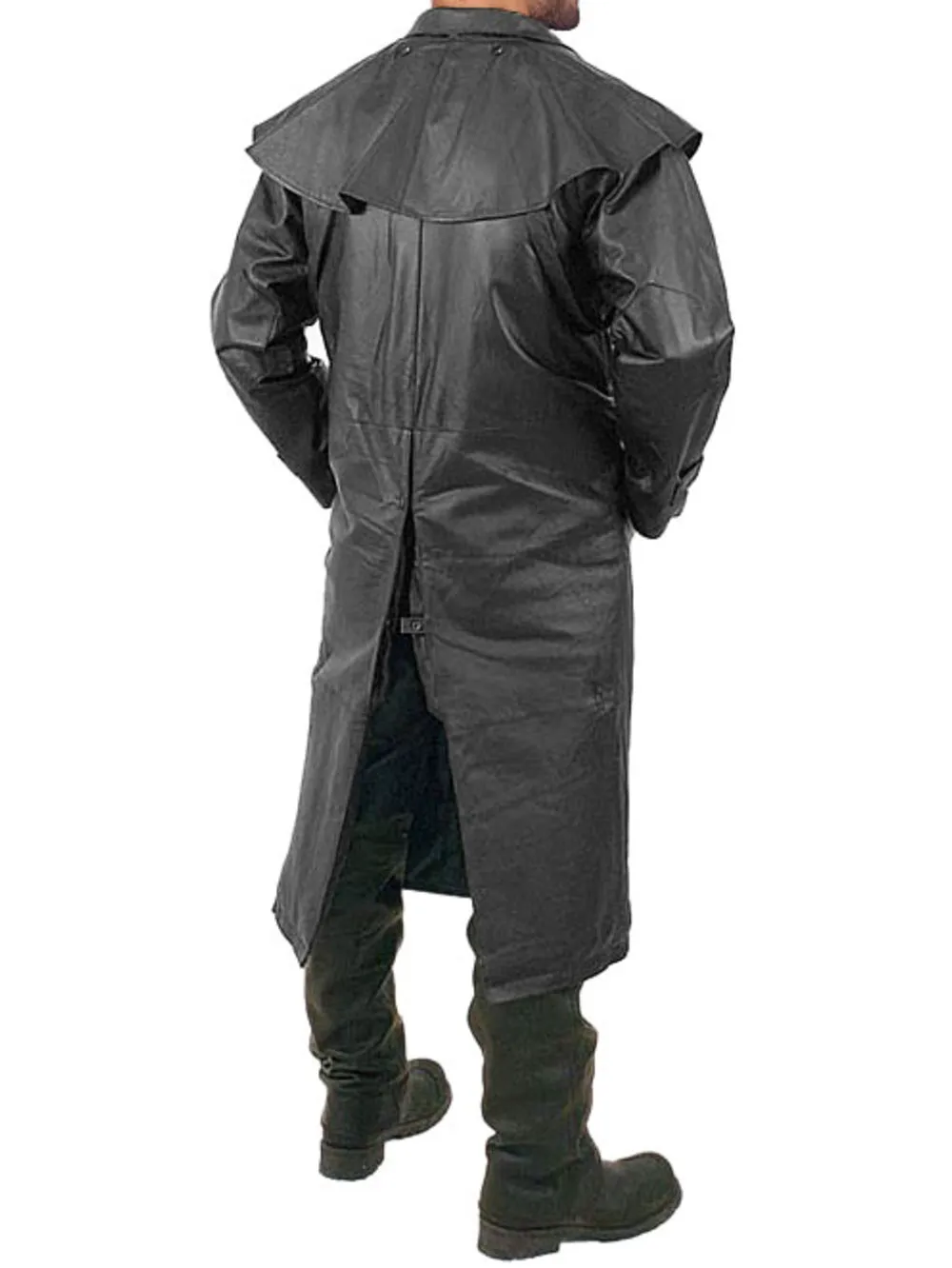 Knee Length Cape Leather Coat for Men