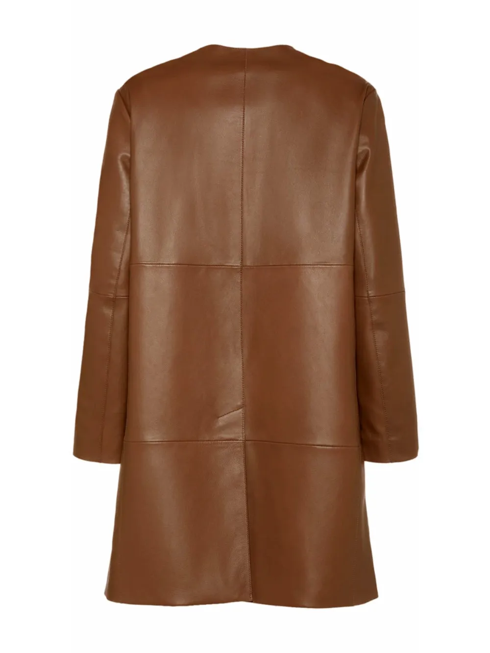Knee-Length Leather Lambskin Coat
