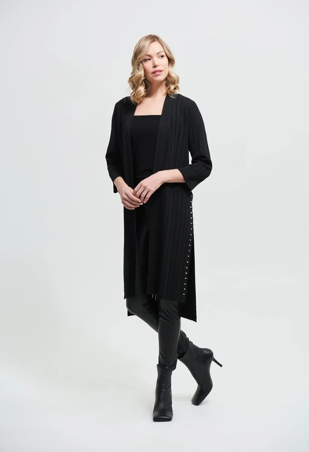 Knit long studded duster